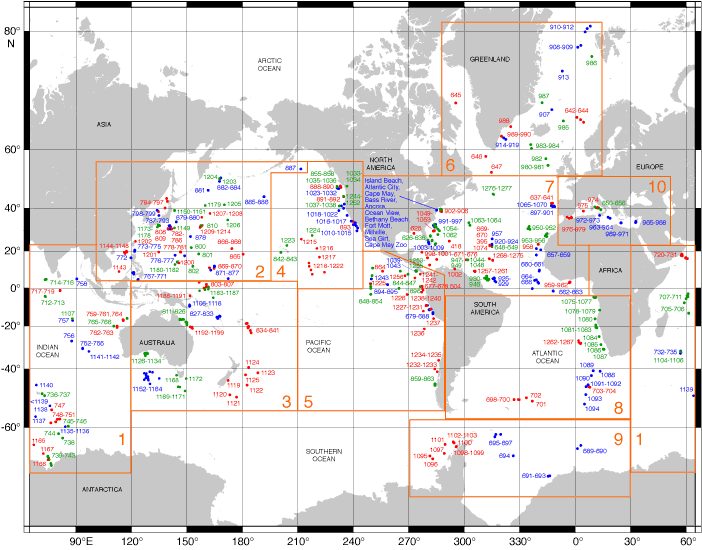 Global drill site map with links to 10 regions